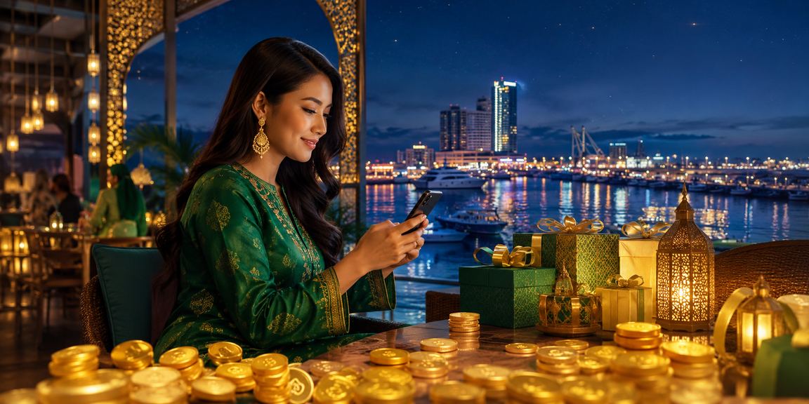 Pengguna Malaysia menikmati pertaruhan kasino mudah alih dalam suasana perayaan Hari Raya